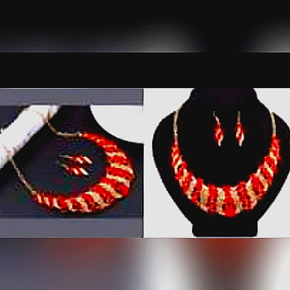 NEW RED GEMSTONES AND EARRINGS SET